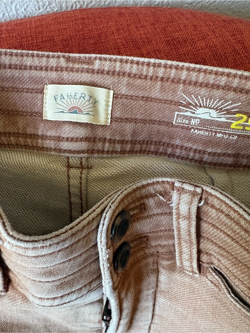 Faherty stretch terry harbor pant in Rúst color size 25 - Picture 5 of 6